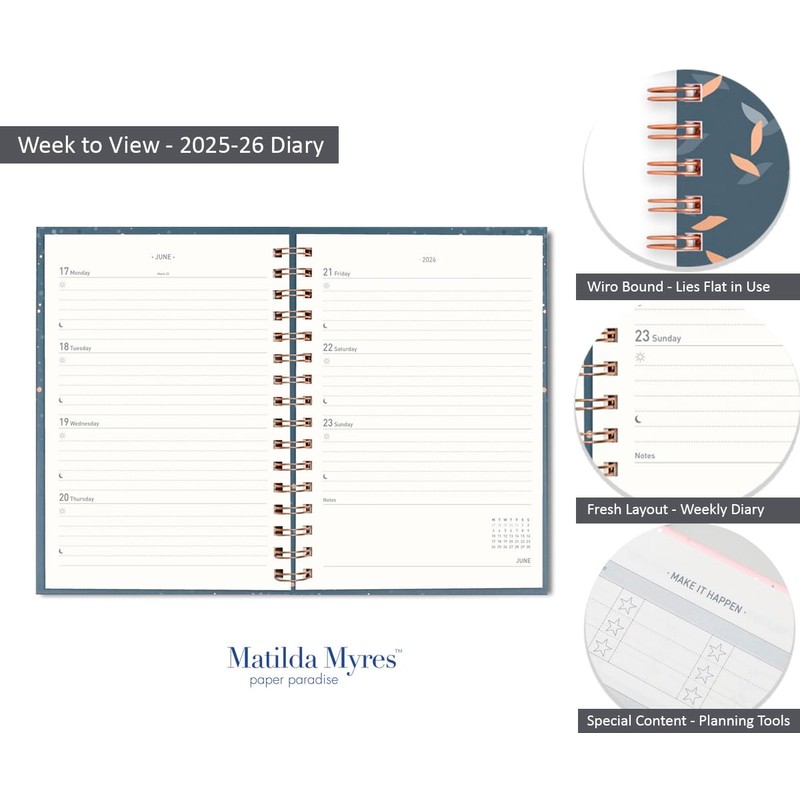 2025-2026 Academic Diary A5 Week to View - Mid Year