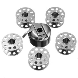 Bobbin Case + 5 Metal Bobbins - Will Fit Singer, Brother, Janome, Toyota, New Home & More Domestic Sewing Machines, Household Bobbin Case Bobbins for Sewing Machines Singer, AEG, Janome, Juki