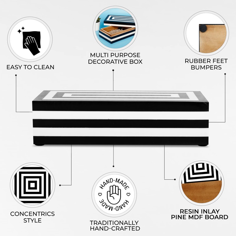 Handicrafts Home Concentrics Keepsake Decorative Storage Black & White Jewelry