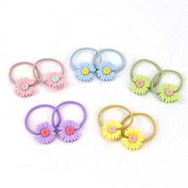 WRBAJIS 10Pcs Small Daisy Hair Ties Soft Rubber Elastic Hair Bands Colourful Flower Hair Ropes Ponytail Holder Hair Accessories for Women Birthday Wedding Party Supplies