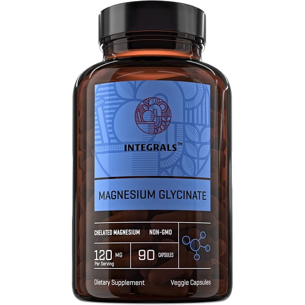 Magnesium Glycinate 120mg Per Capsule, Chelated Magnesium for Maximum Absorption, Non-GMO, No Fillers or Binders, 100% Vegan, 90 Vegetable Capsules