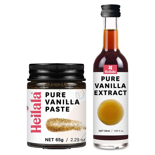 Vanilla Bean Paste and Pure Vanilla Extract for Baking (Combo Pack) - Heilala Vanilla Beans are Hand-Picked and Ethically Sourced from Polynesia, Gourmet Bourbon Variety, Loved by Bakers Worldwide