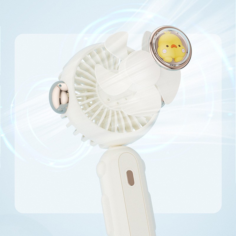 Handheld Fan Mini Foldable Portable Cartoon Design USB Rechargeable Pocket