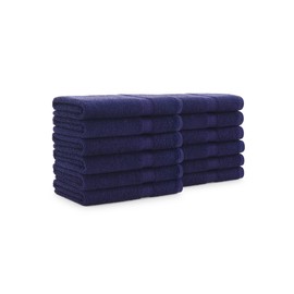 Arkwright True Color Solid Hand Towels - Bulk Set of 12 - Soft 100% Cotton Guest Bathroom Towel, Lightweight 475 GSM, Absorbent & Quick Dry, 16 x 27 in, Navy