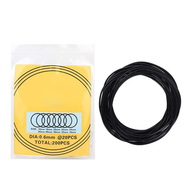 200pcs Watch O Ring, Waterproof Rubber Seal O Ring, Watch