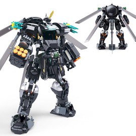 BDXEJV Mech Robot Transforming Building Blocks Set for Adults, Black City Protector Mecha Model Action Figures, Cool Creative Robots STEM Toys Gift for Teens Boys, 545 Pieces