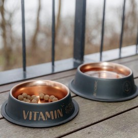 TRIXIE Hundenapf aus Edelstahl BE NORDIC 450 ml schwarz/bronze - moderner Fressnapf für große Hunde ø 19 cm Edelstahlnapf mit rutschfester Gummierung - 24304