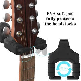 AUPHY Guitar Wall Mount Guitar Hanger with Automatic Lock &Swivel Design for Electric Guitar Acoustic Guitar&Bass,etc(Nylon Base)