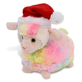 DolliBu Santa Rainbow Sheep Stuffed Animal Plush Toy - Super Soft Wild Animal Dress Up with Red Santa Claus Hat, Wildlife Gift, Perfect Holiday with Name Personalization - 7 Inches
