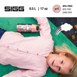 SIGG - Edelstahl Trinkflasche Kinder - Shield One Uni Skate - Für Kohlensäurehaltige Getränke Geeignet - Auslaufsicher - Federleicht - BPA-frei - Sport & Schule - Alu & Hellpink mit Einhorn - 0,5L