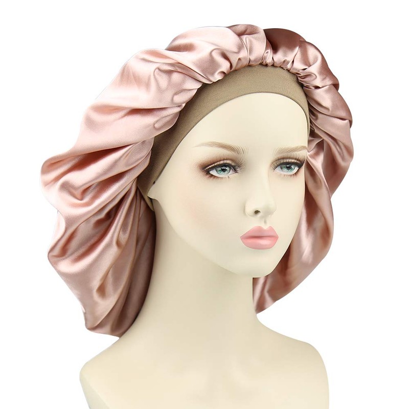 Alnorm Long Satin Bonnet Sleep Cap - Double Layer Soft
