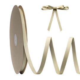 FAKILO Khaki Velvet Ribbon Double Faced 10mm x 27m(30 Yards) Khaki Vintage Velvet Christmas Ribbon for Christmas Tree Crafts Wreath Gift Wrapping Bow Making and Wedding Decoration