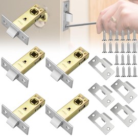 OKUYAN 5PCS Tubular Latch Set 45mm Tubular Mortice Latch Tubular Door Latch Lubricant Rebate Standard Tubular Latch with Plate And Screws For Internal Doors of Most Sprung Lever Door Handles