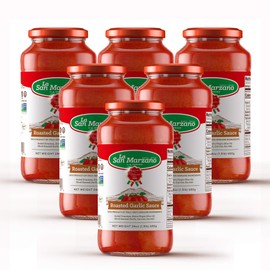 Roasted Garlic Pasta Sauce La San Marzano 100% Product of Italy 24 Ounce Jars - 100% Genuine Ingredients With San Marzano Tomatoes DOP Quality (Pack of 6)