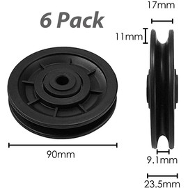 jiuzcare Rope Pulley, 6 Pieces, 90 mm Pulley, Plastic Fitness Pulley with Ball Bearing, Universal Bearing, Pulley for Gym, Fitness Equipment, Replacement Parts, Garage Door, Pulleys Winch