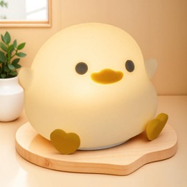 B BENEHORTI Adorable LED Squishy Animal Night Light - 2 Level Dimmable Nursery Lamp for Kids, Rechargeable Touch Lamp, Cute Dorm Decor - Perfect Baby Boys Girls Gift (Pea Duck)