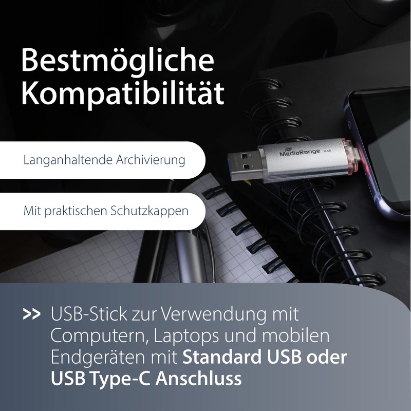MediaRange USB 3.1 und TypeC Speicherstick 32GB - Combo Flash-Laufwerk