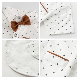 Volunboy Baby Boys Suit Set Clothing Shirt with Bow Tie + Braces Shorts Romper Suit, caramel