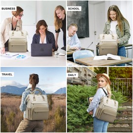 LOVEVOOK Travel Laptop Backpack for Women, 18-inch Large Capacity Outdoor Carry On Backpacks Purse, Business Computer Work Bags, Teacher Doctor Nurse Backpack with USB Port, Beige-Khaki