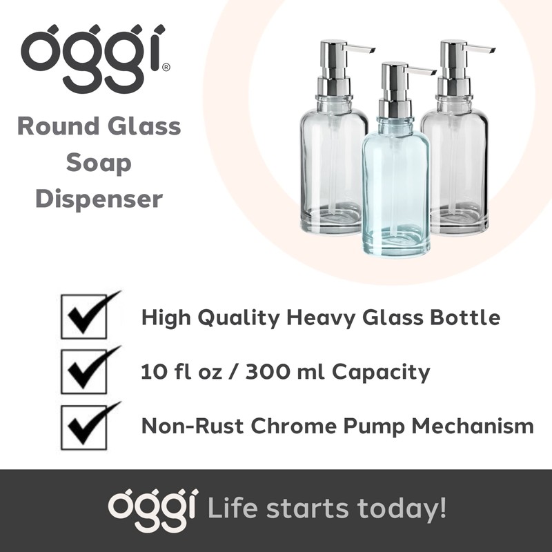 Oggi 12oz Round Glass Lotion and Soap Dispenser for Kitchen