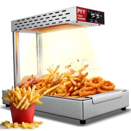 PYY French Fry Warmer - Food Heat Lamp for Chips Commercial Heat Light Free, 450W Food Warmer Countertop, Standing Warming Dump Station Churros Fried Foods, Silver