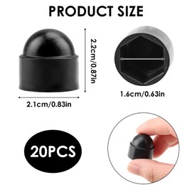 M10 Black Plastic Nut and Bolt, 20 Pcs Hex Nut Cover Dome Screw Caps Covers Hex Bolt Nut Protection Caps Screw Caps Assortment Kit Bolt Cover Cap for Bolts Hex Hexagon Screws (17mm Spanner)