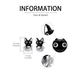 Midari Black Cat Stud Earrings for Women 925 Sterling Silver Teacup Cat Stud Earrings Cute Pet Stud Earrings Animal Jewellery Gifts for Women Cat Lover Mothers Day Birthday Christmas Gifts (with Gift Box)