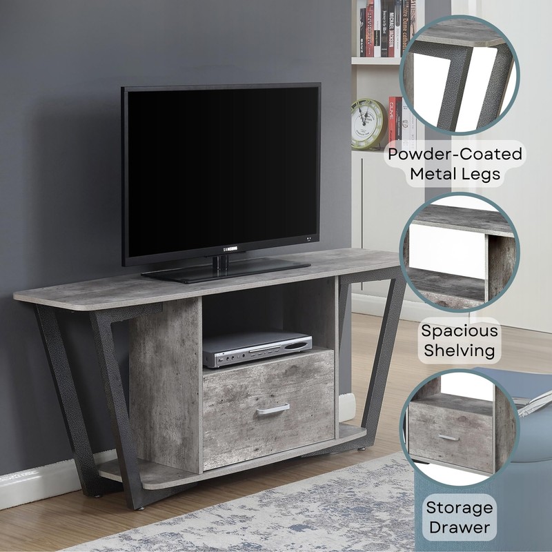 Convenience Concepts Graystone TV Stand 59.25" - Modern Entertainment Center