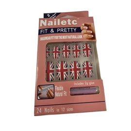 Union Jack Flag False Glue On Nails Set World Cup Football Boxed