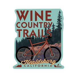 Die Cut Sticker Healdsburg, California, Wine Country Trails, Contour Vinyl Sticker 1 to 3 inches (Waterproof Decal for Cars, Water Bottles, Laptops, Coolers), Small