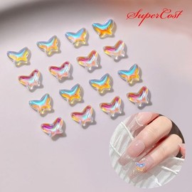 Nail Art Aurora Butterfly Transparent Glass Bead Stones (5 Pieces, 2 Types) / 네일아트 오로라 나비 투명 유리알 스톤 5개입 2종