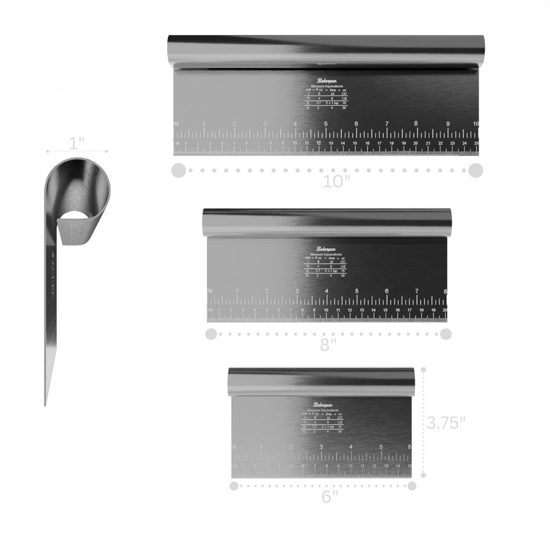 Bakerpan Stainless Steel Heavy Duty Dough Cutter, 3 Size Set
