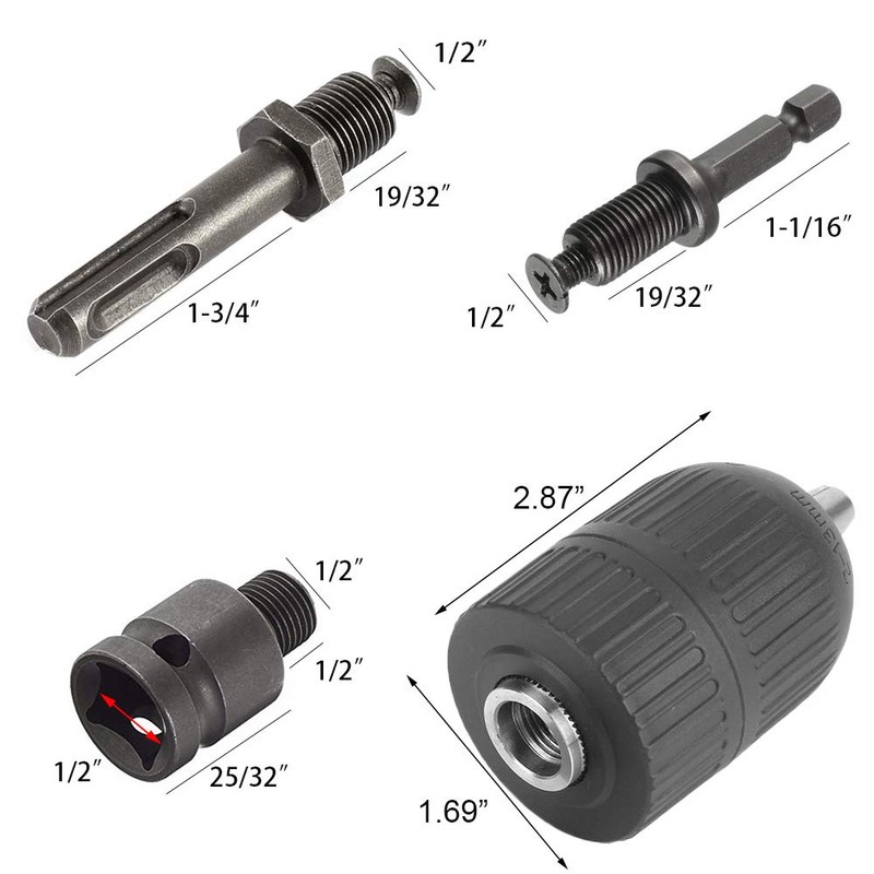 Saiper 2-13mm Heavy Duty Keyless Drill Chuck Quick Change Converter