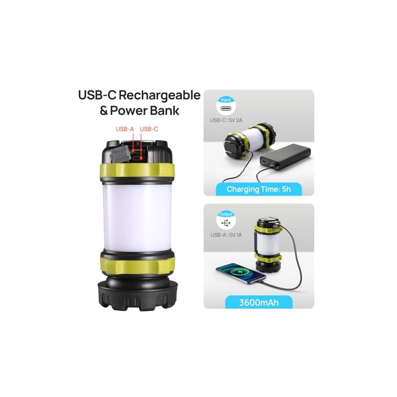 2 Pack Rechargeable LED Camping Lanterns with Multiple Light Modes