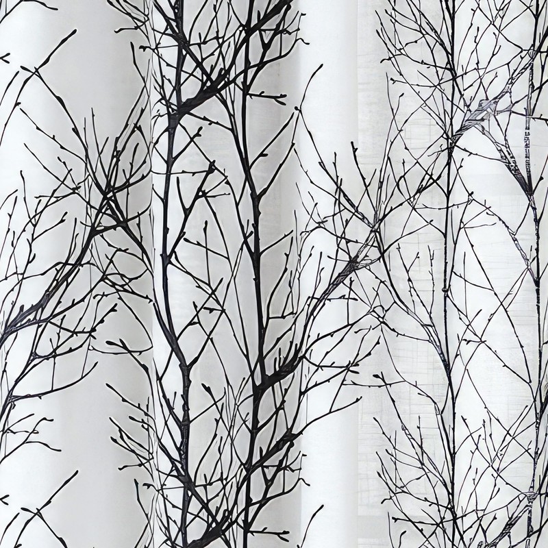 FMFUNCTEX Linen Semi Sheer Curtains for Bedroom, Black White Curtains