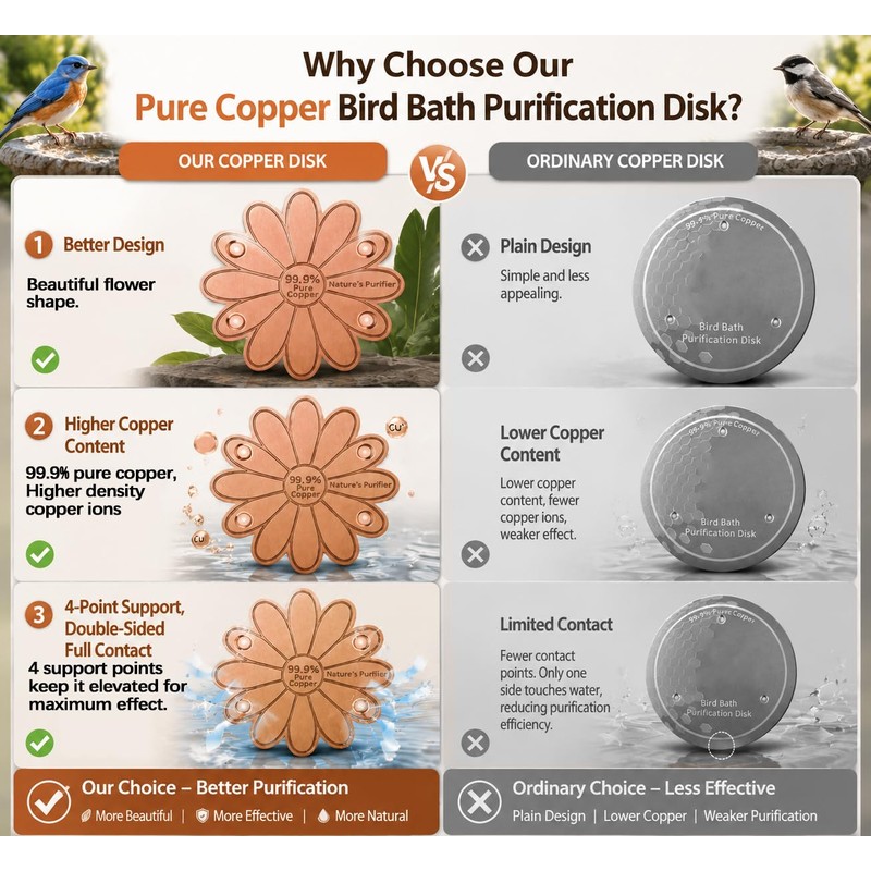 Dreplfn Daisy Flower Bird Bath Copper Disk 1 Pack 0.8mm