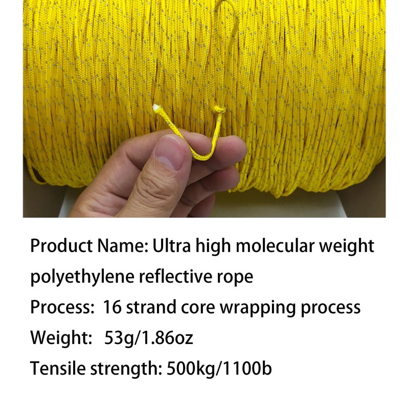 Dyneema Reflective Rope -2mm 400kg Fracture Strain - Suitable for