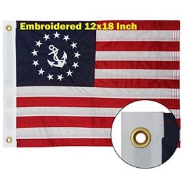 TOPFLAGS Boat Flag Yacht Ensign Boat Flags Marine 12x18 Nautical Flags Embroidered Stars
