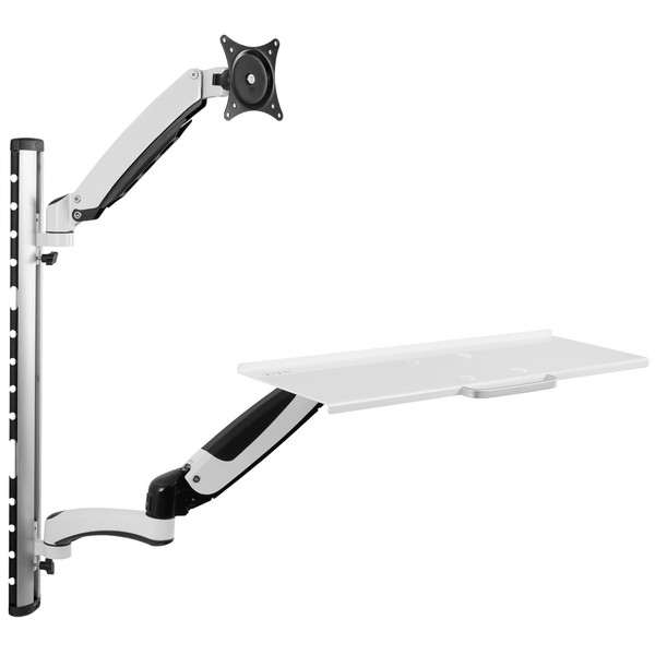VIVO Sit-Stand Wall Mount Counterbalance Height Adjustable Monitor and Keyboard