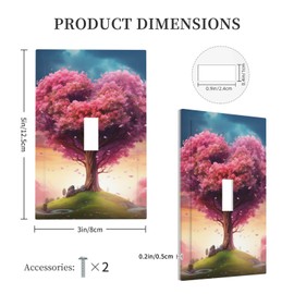 Decorator Wall Plate 1 Gang Light Switch Cover Mid Size 5" x 3" Blank Receptacle Plug Covers Single Duplex Wallplate Colorful Heart Tree Outlet Switch Cover for Electrical Outlets Decor