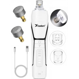 Candure Whisper Quiet Dog Nail Grinder with 360 Degree LED Light, 6-Speed Rechargeable Pet Nail Trimmers with Extra Grinding Head for Safe, Stress-Free Grooming for All Pet Sizes (White)