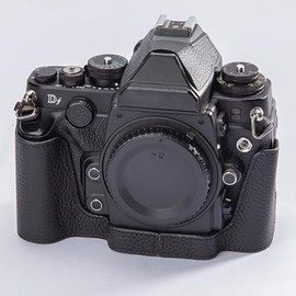 Vintage Genuine Leather Camera Case, Half-Wrap Genuine Leather Camera Protector for Nikon DF (Black)