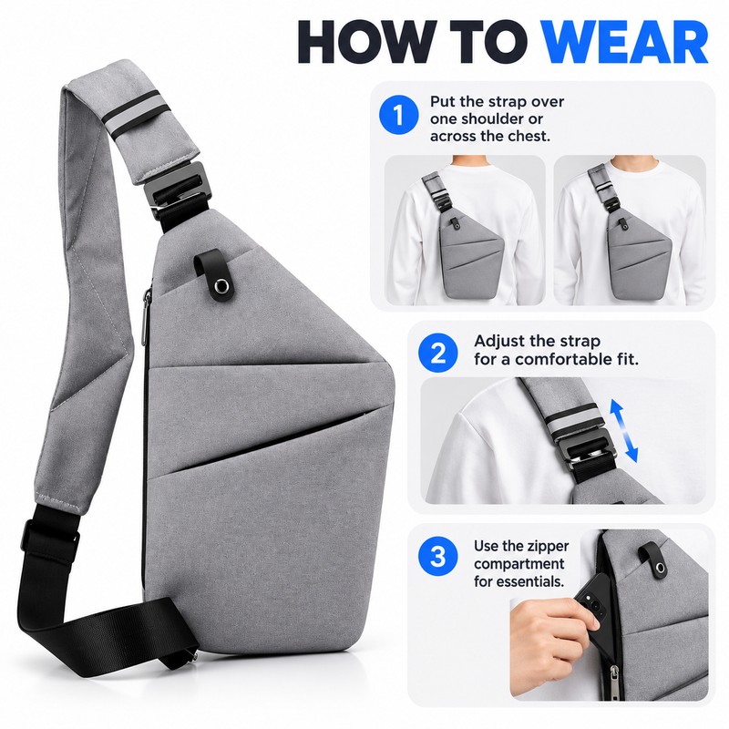 Ultra-Thin Crossbody Chest Bag for Daily Carry – Soft Sling