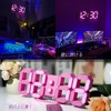 KOSUMOSU Digital Clock, Wall Clock, LED Clock, Adjustable Brightness Pink