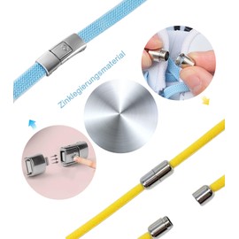 T TAKONE Pack of 16 Shoelaces Closure, Quick Release and Tightening Shoelaces, 8 Metal Capsule & 8 Zinc Alloy Locks, Ideal Accessories for All Types of Shoelaces, black