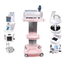 Beauty Salon Trolley Cart - Aluminum Alloy Mobile Trolley Stand, for Body Beauty Instrument, Spa Tattoo Rolling Cart, Pink