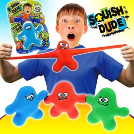 JA-RU Stretchy Guy Toy (12 Units Assorted) Red, Blue or Green Squishy Stretchy Fidget Toy for Kids. Stress Relief Toy. Bulk Party Favors, Classroom Prizes for Middle School. 3410-12p