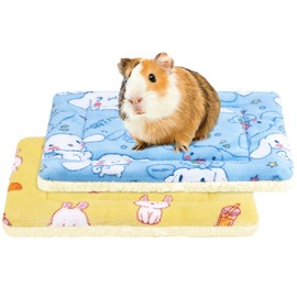 CHICAUP 2 Pcs Guinea Pig Bed, Washable Rabbit Bunny Bed Mat Soft Small Animal Winter Bed Pads Sleeping Pads for Rat Chinchilla Hedgehog Hamster Squirrel Ferret (13 x10 inch)