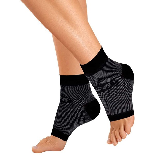 Orthosleeve FS6 Foot Brace Exclusive Compression Zone Technology with 6 Zones, Plantar Fasciitis, Heel Pain & Relief for Swelling | 24 Hour Comfort | 1 Pair, Black - Size S