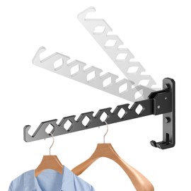 Vueinrg Wall Clothes Hook, Foldable Clothes Rack, Clothes Hook, 180° Rotatable Clothes Rail, Wall Mounted for Outdoor, Laundry Room, Bathroom, Balcony (Black)